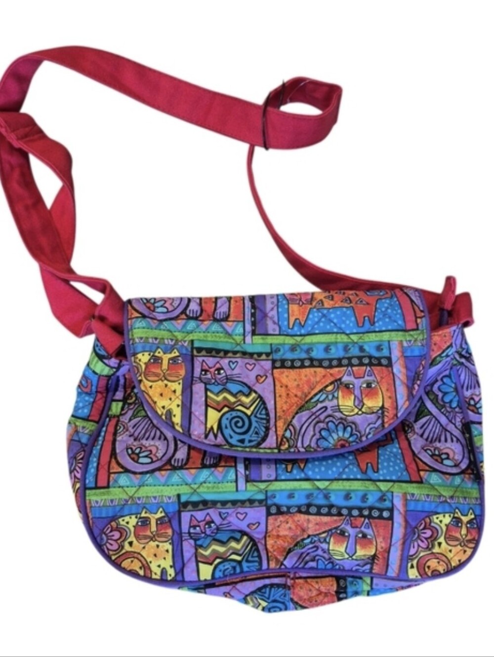 NWT Laurel Burch Quilted Cats Crossbody Purse